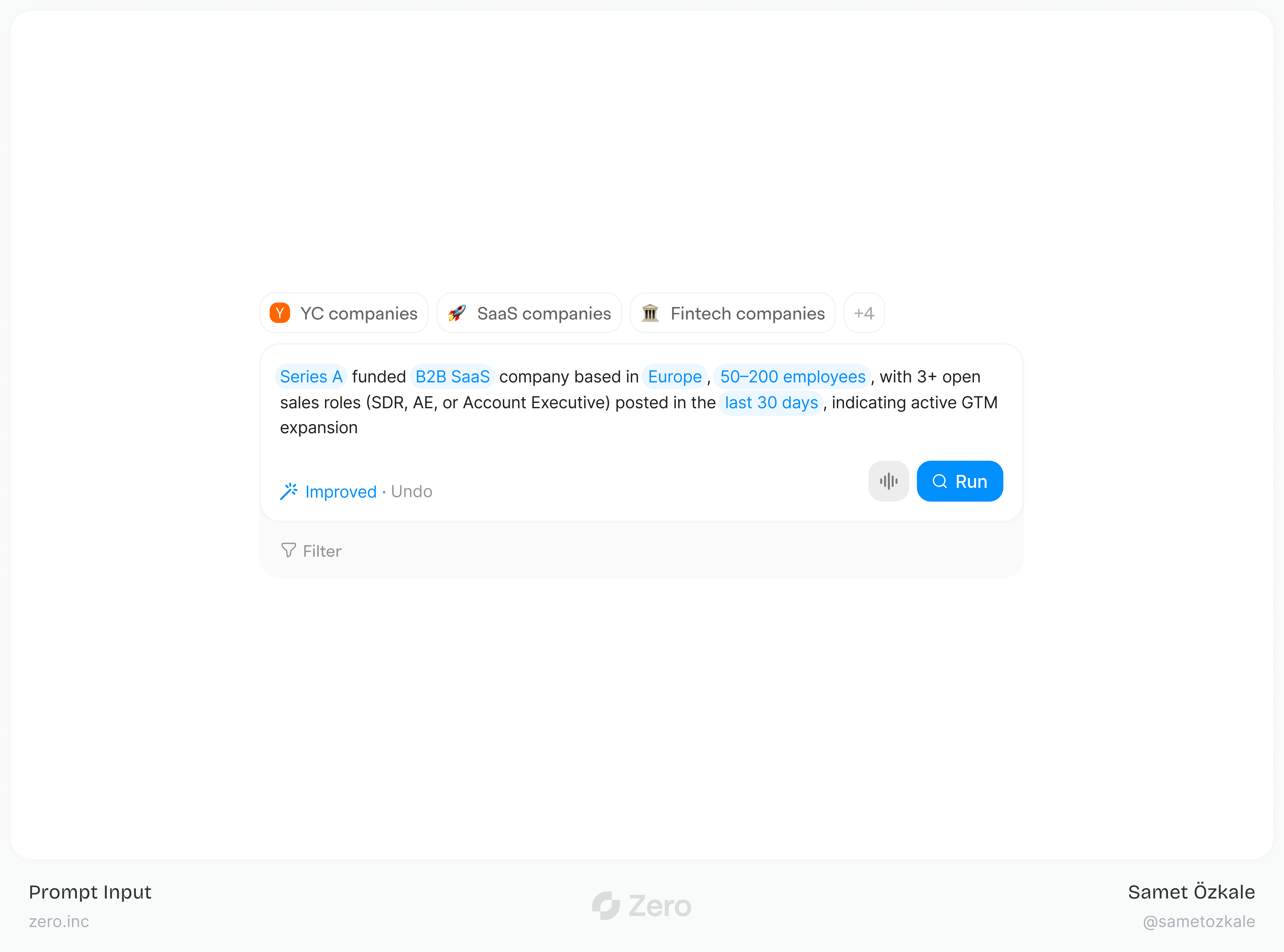 Zero prompt input: a plain-language brief for finding Series A B2B SaaS companies